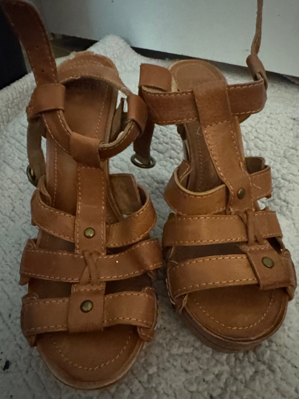 Women's Tan Strappy High Heel Sandals